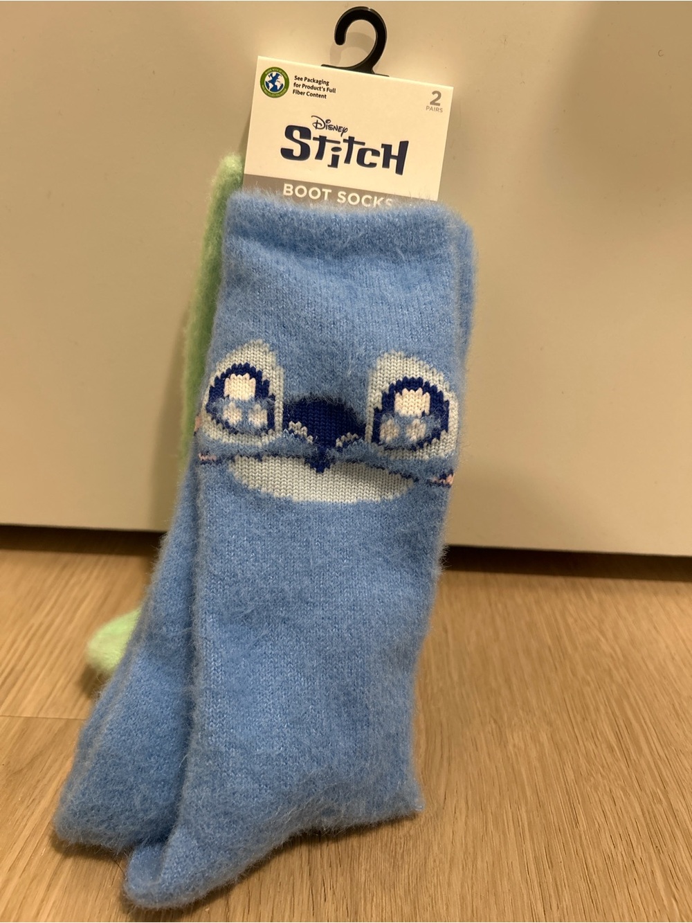 Disney Blue & Light Green Stitch Boot Socks - Kids Character Crew